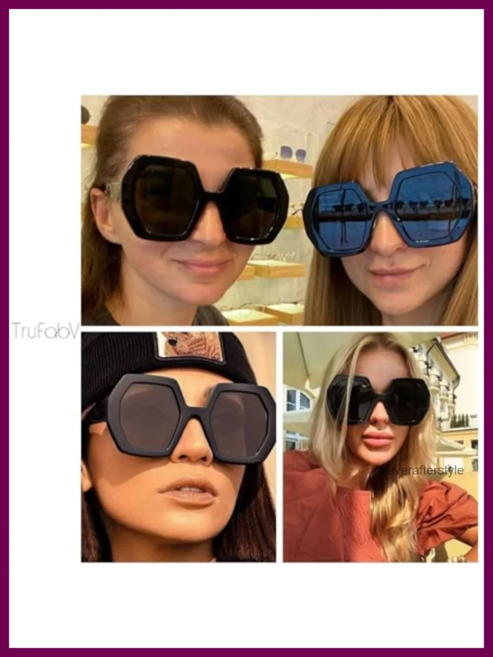 Oversized Retro Sunglasses Women Hexagonal Square 70s UV400